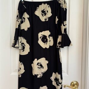 Cream and White Off the Shoulder Sundress with Bell Sleeves